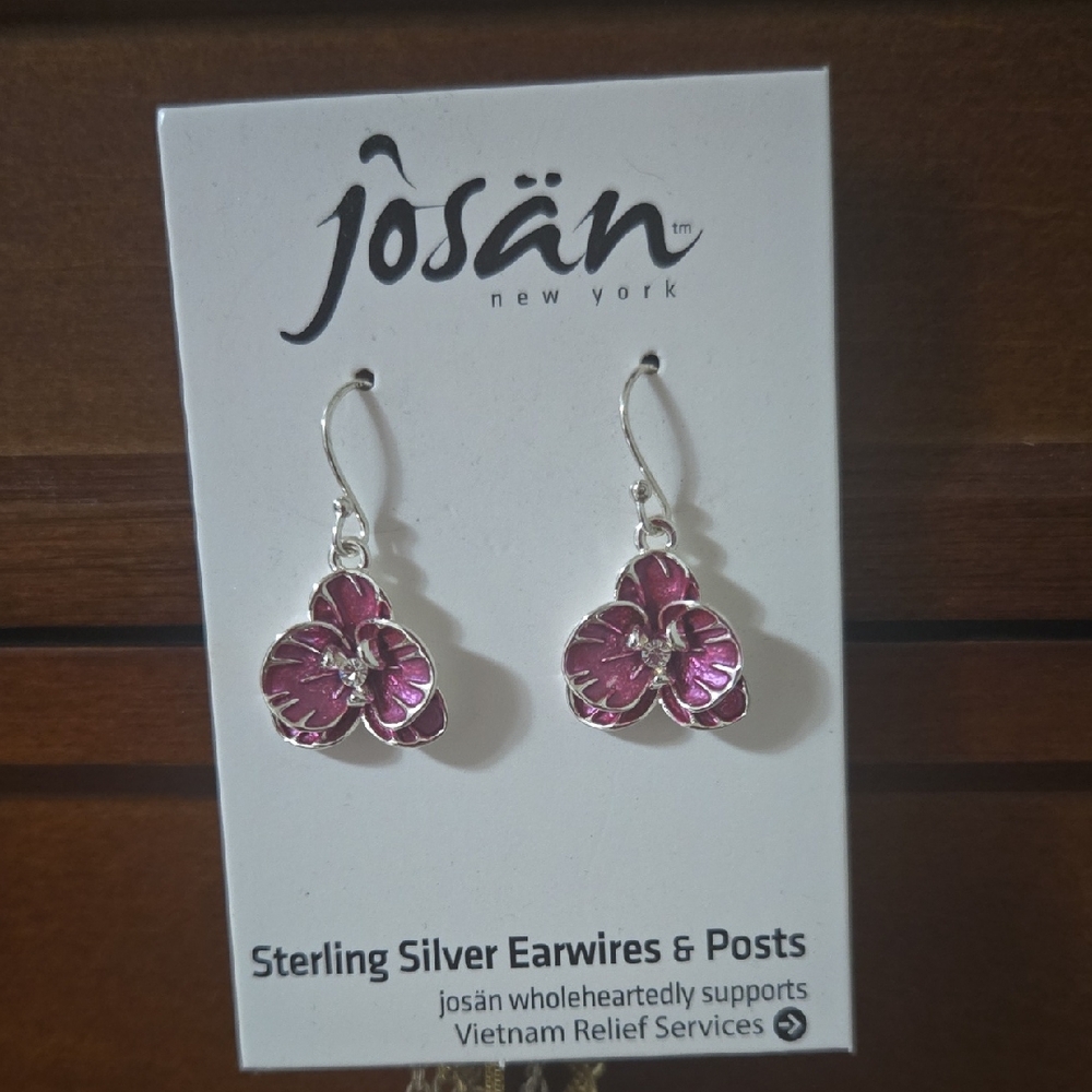 Pink Orchid Earrings, Never Worn.